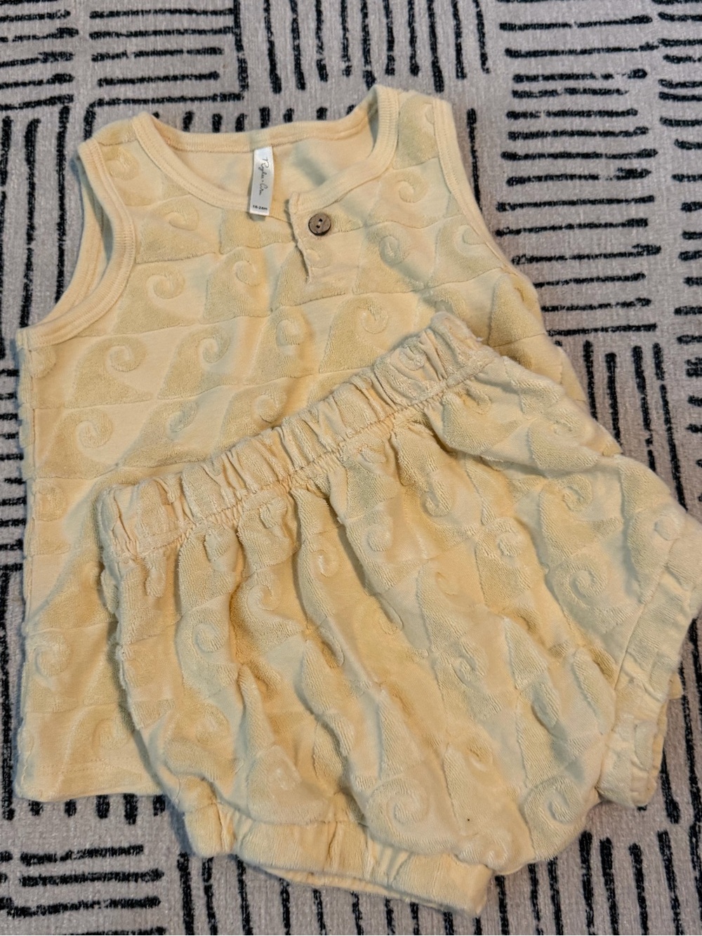 Rylee + Cru Pale Yellow Terry Tank Top and Bloomers Set